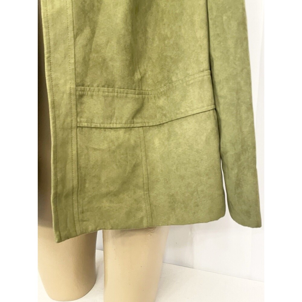 Dressbarn Open Jacket Plus Size 20w Long Sleeves Cardigan Faux Suede Green - Picture 2 of 8